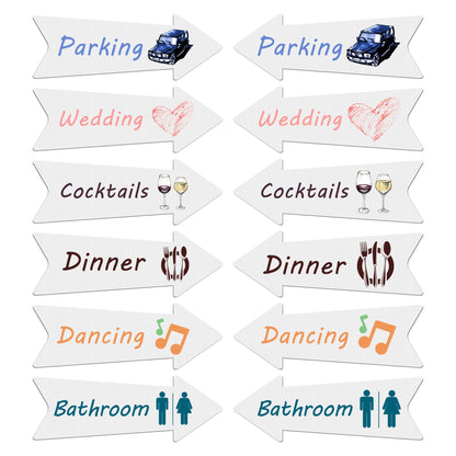 Blank Arrow Signs With Stakes 6 Pack - 17 x 6 Inches Wedding Directional Yard Signs, This Way Arrow Birthday Party Signs