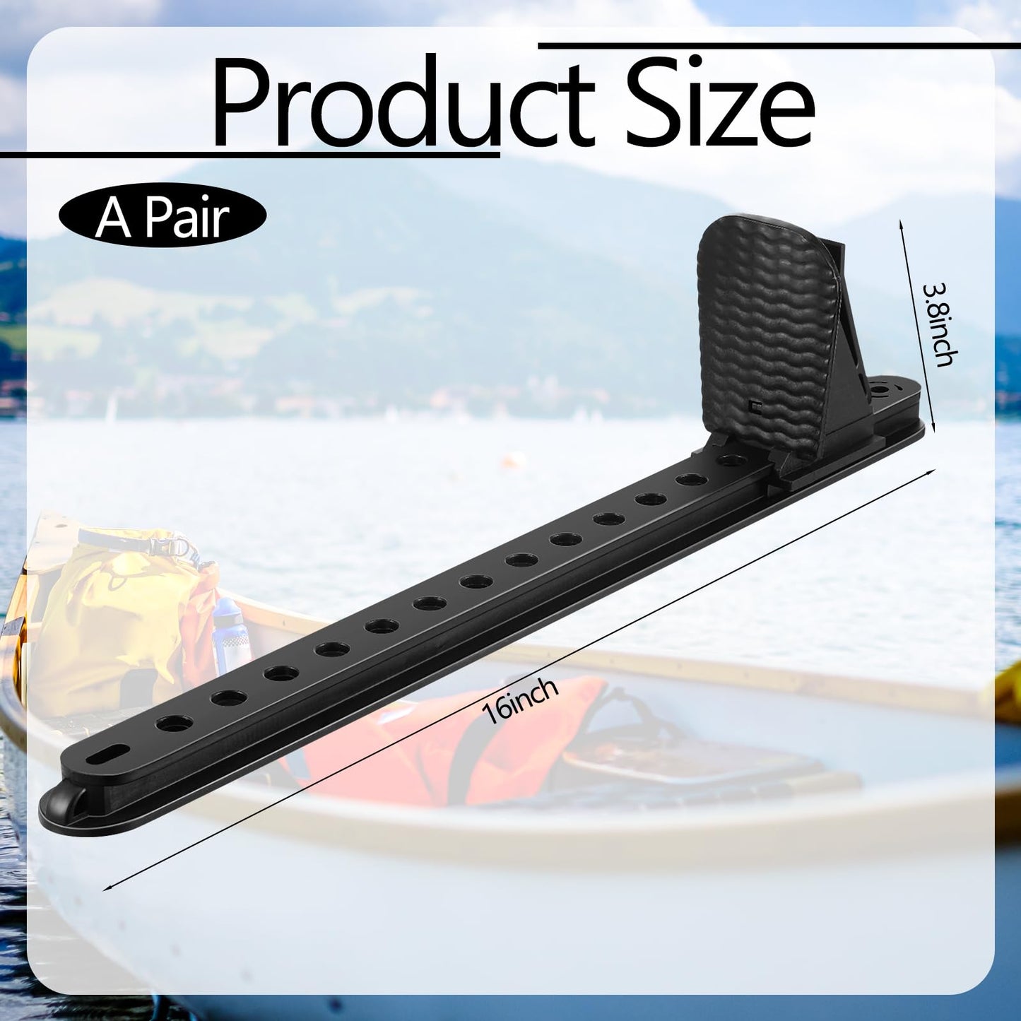 Colingmill 2 Pcs Adjustable Kayak Foot Pegs Universal Plastic Material Kayak Foot Support Black Foot Brace with Lock for Kayak Boat Direction Control Replacement Canoe Accessory(16 Levels)