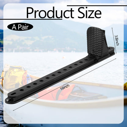 Colingmill 2 Pcs Adjustable Kayak Foot Pegs Universal Plastic Material Kayak Foot Support Black Foot Brace with Lock for Kayak Boat Direction Control Replacement Canoe Accessory(16 Levels)