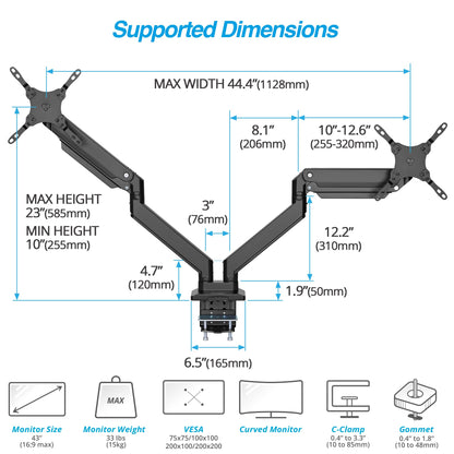 AVLT Dual Monitor Arm and Reinforcement Plate