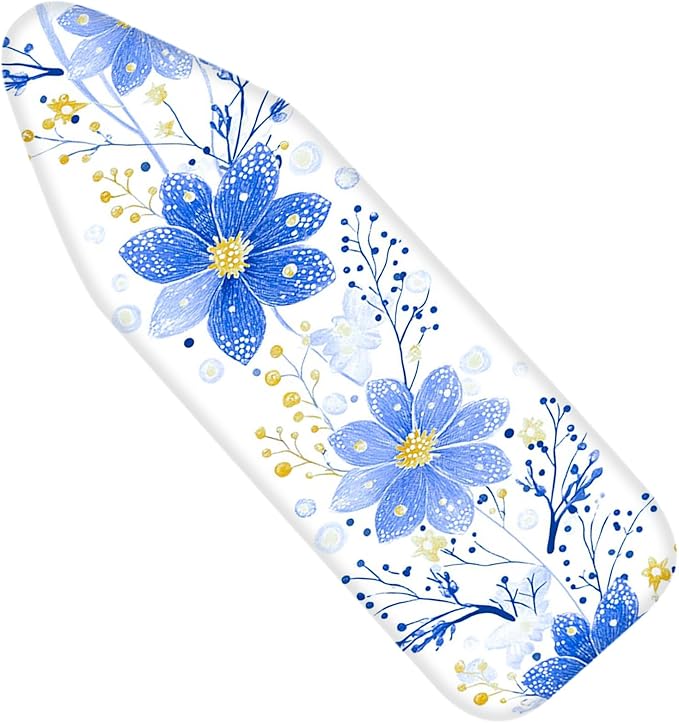 Nuxovilar Blue Flower & Yellow Bud Ironing Board Cover, 15 * 54inch, Fit Most