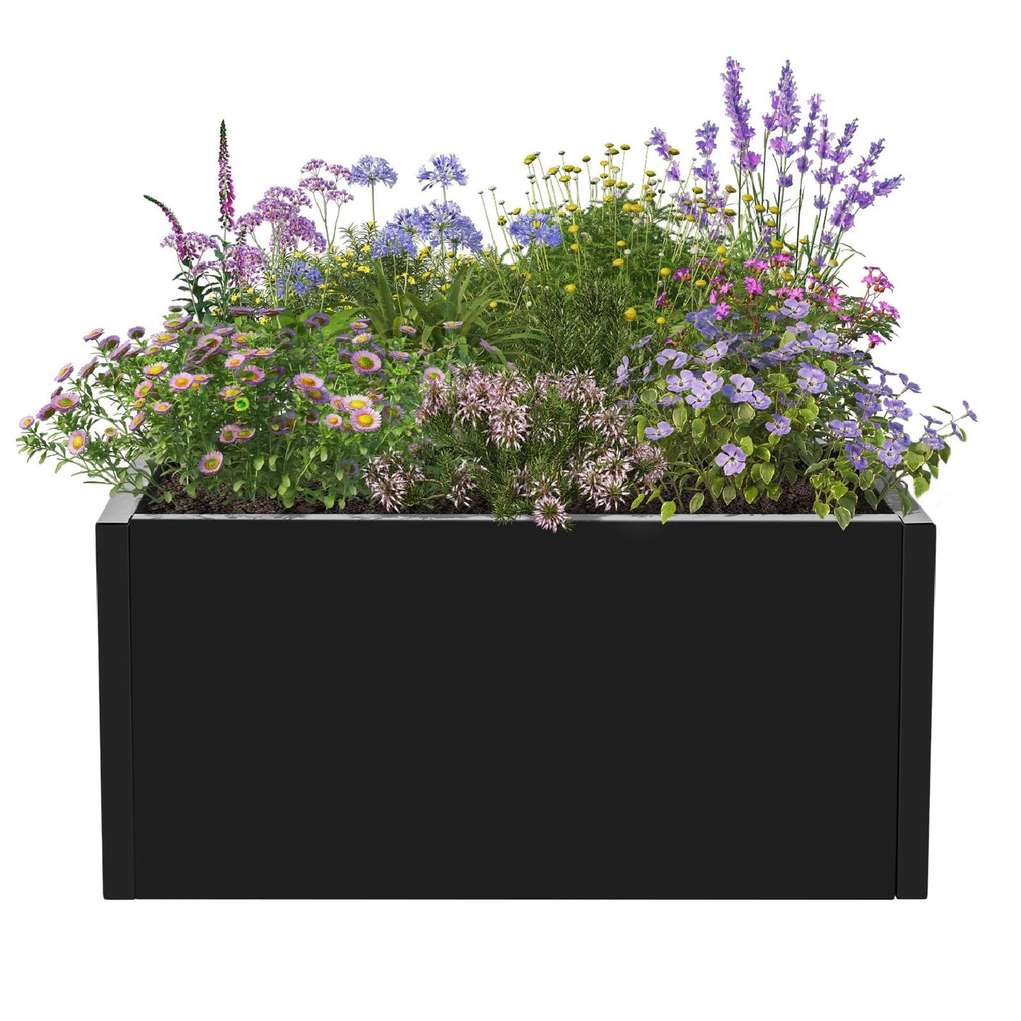 Black Rectangular Planter Outdoor with Insert Shelf, Tree Planter Pot Steel Large Tall Rectangular Planters for Outdoor Plants 38*12*24In Black Planter Box for Patio, Deck, Yard, Garden