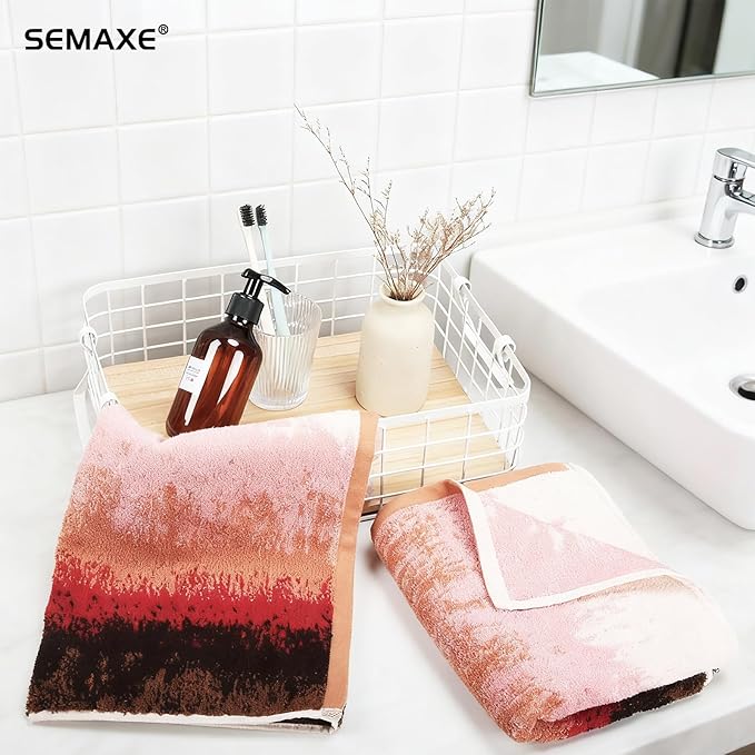SEMAXE Hand Towels for Bathroom, 100% Cotton Towels