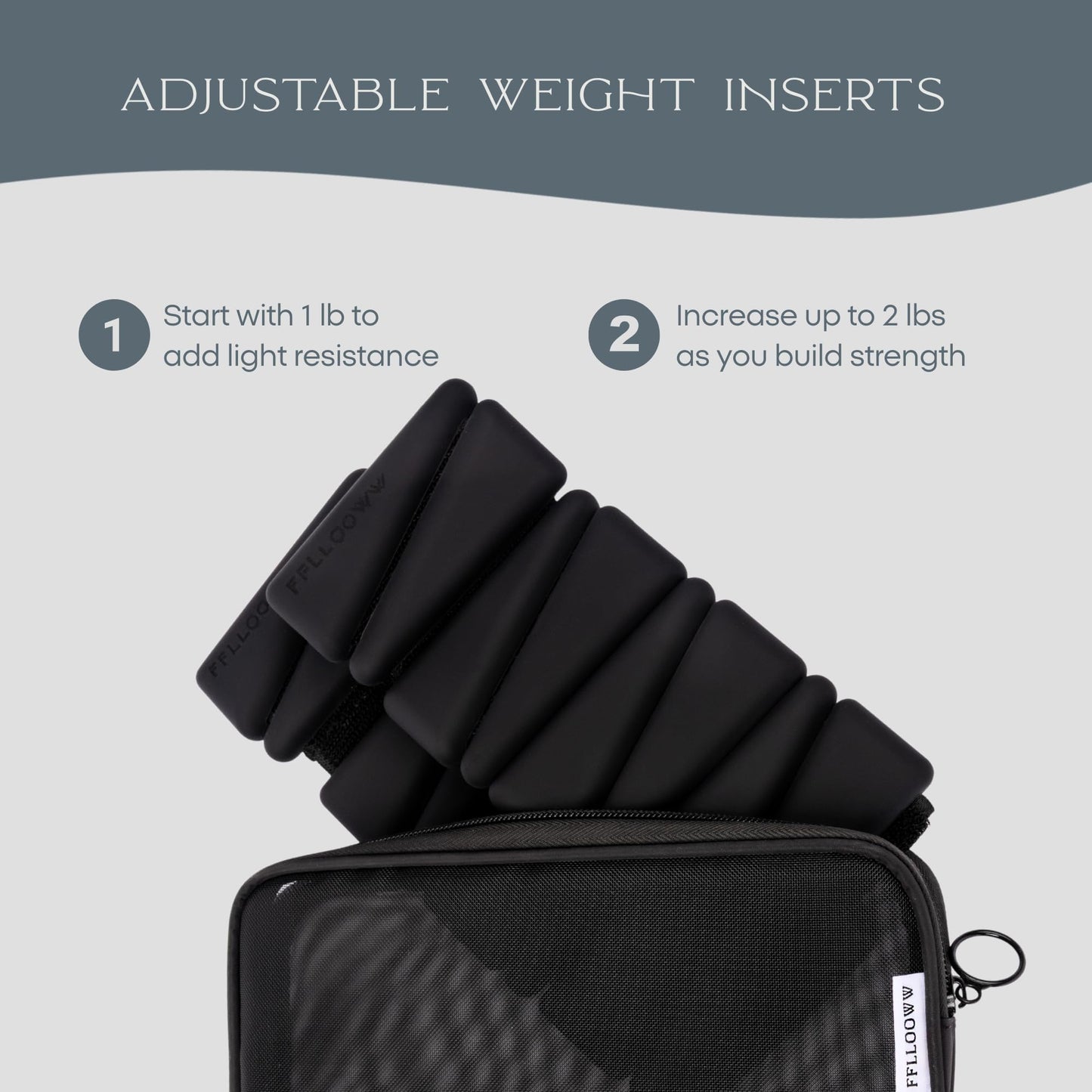 FFLLOOWW Adjustable Ankle & Wrist Weights Set, 2 lbs Each (4 lbs Total), Soft Comfortable Weights for Walking, Pilates, Barre & Home Workouts with Secure Fit for Women & Men