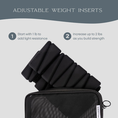 FFLLOOWW Adjustable Ankle & Wrist Weights Set, 2 lbs Each (4 lbs Total), Soft Comfortable Weights for Walking, Pilates, Barre & Home Workouts with Secure Fit for Women & Men