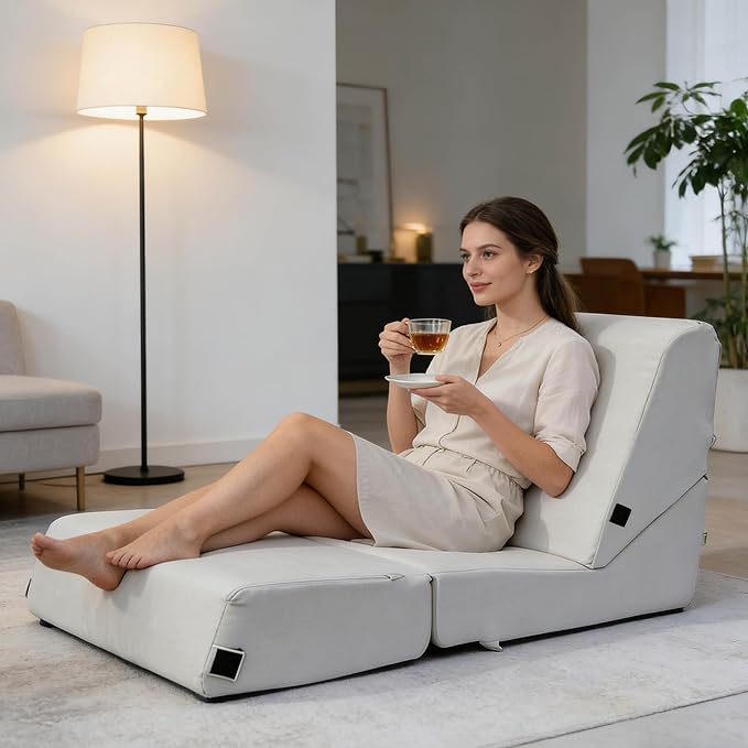 jela Luxury Indoor Chaise Lounge, Foldable Sofa Bed Chair