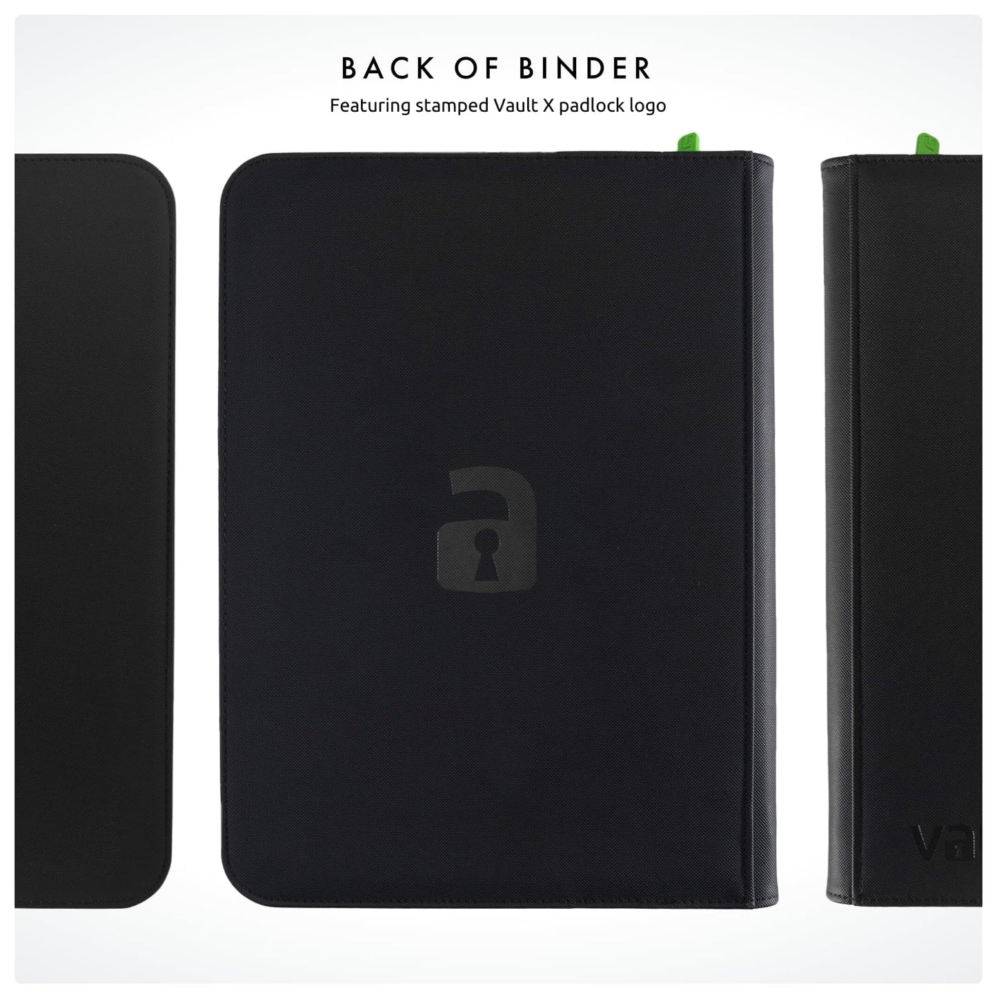 Vault X 9 Pocket Trading Card Zip Binder, 360 Cards, Premium Exo-Tec Album Material, 20 Side-Loading Pages, Folder for Collectible Games, Sports, TCG (Black)