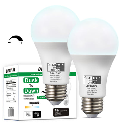 Dusk to Dawn Light Bulbs, Auto On/Off Light Sensing LED Bulbs Outdoor, Vintage Amber, Edison ST19 2-Pack, 6.5W 700LM 60W Equivalent, HQ-H027