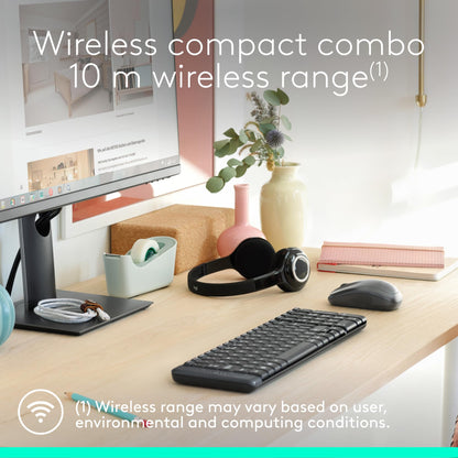 Logitech MK220 Compact Wireless Keyboard and Mouse Combo for Windows, 2.4 GHz Wireless with Unifying USB-Receiver, 24 Month Battery, Compatible with PC, Laptop, QWERTY UK English Layout - Black