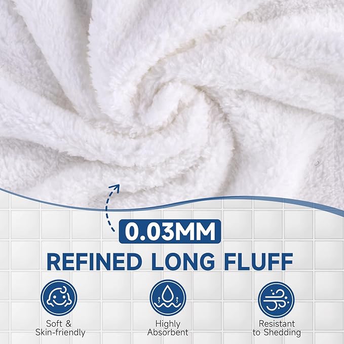 Coral Velvet White Washcloths 12 Pack, Highly Absorbent and Soft White Face