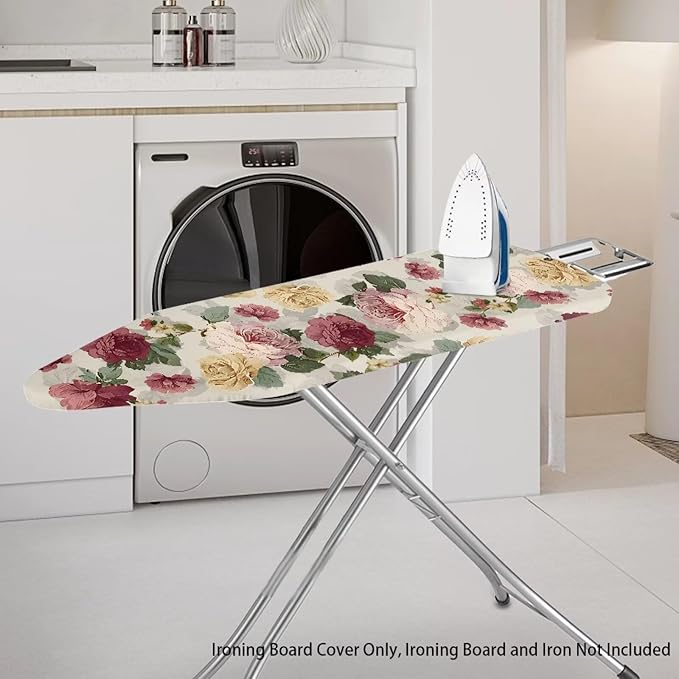 Flower Heavy Duty Ironing Board Cover and Pad Stretch Thick Padding Scorch &