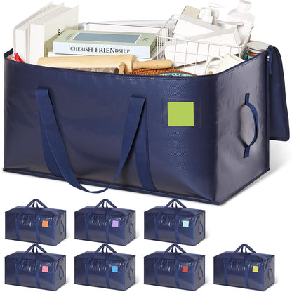 DAYSEON Heavy Duty Moving Bags Extra Large, Premium Storage Bags with Durable Zippers, Reinforced Handles, Moving Supplies for Clothes, Bedding, College Dorm Essentials, 8 Pack Blue