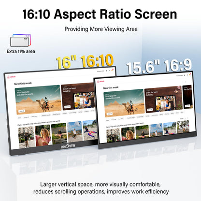 InnoView Portable Monitor Touchscreen 15.6" 1080P 10-Point Touch Screen Monitor Portable with Protective Sleeve Built-in Stand, 1200:1 HDMI USB C Travel Monitors for Laptop, PC, Phone