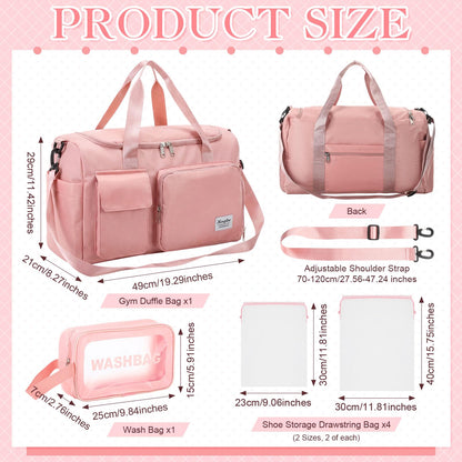 Abbylike Gym Bag with Shoe Compartment for Women Men Travel Duffle Bag Dry Wet Separation Weekender Overnight Handbag for WorkOut Travel Gym(Pink)