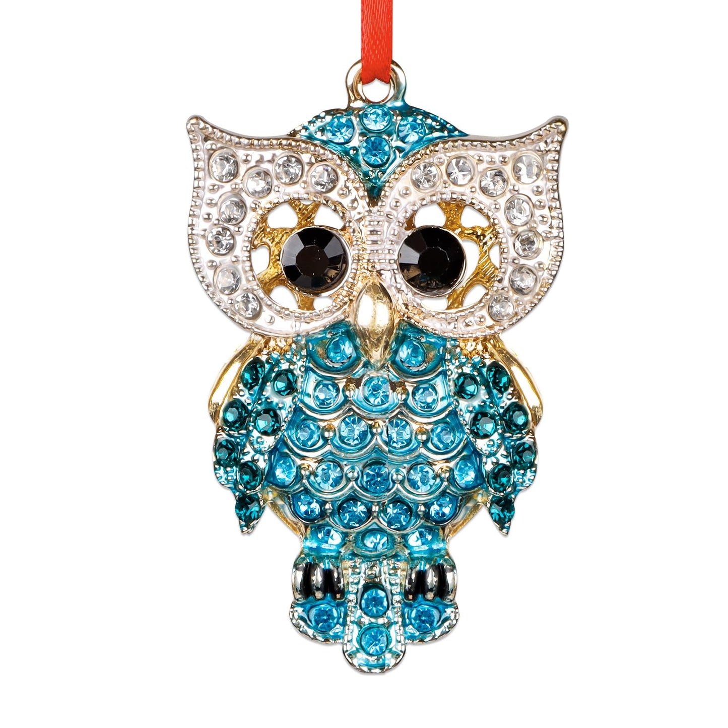 WaaHome Teal Owl Christmas Ornaments Gifts for Owl Lovers - Metal Owls Keepsake Ornaments for Christmas Tree Decorations Gifts for Women Girls Mom Kids