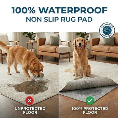 Waterproof Rug Pad, 9x12 ft (1/8" Thin) - Protect Floors, Non-Slip, Pad for Area Rugs - Anti-Slip, Washable, Pet-Friendly Cushioned Underlay for Hardwood, Concrete, Tile