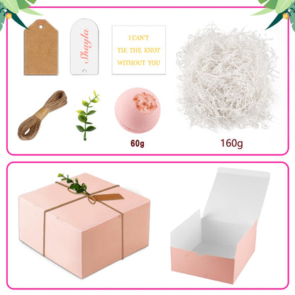 73pcs Bridesmaid Gifts Set Of 6 Pink，Maid of Honor Proposal Box Gift,Scented Candle Salt Ball Makeup Bag Rectangular Hair Clip Bridesmaids Scrunchies Knot Bracelet Bridal Shower Wedding Party