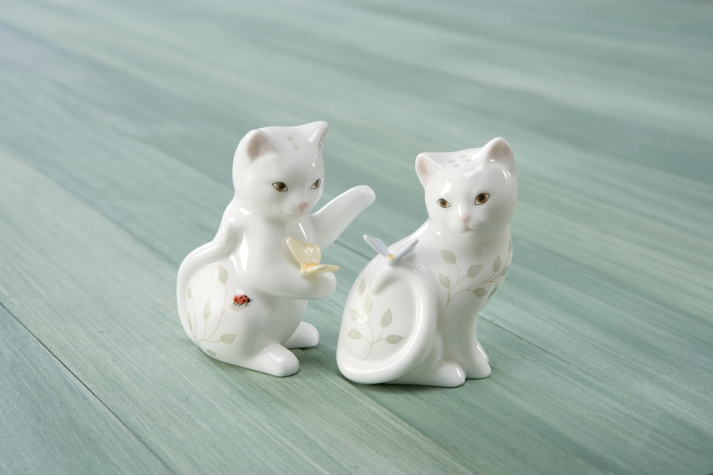Lenox Butterfly Meadow Figural Kitten Salt and Pepper Set -