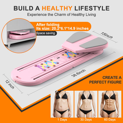 Pilates Board,Pilates Reformer Sets,Multifunctional Abdominal Pilates Board for Home Workout Equipment,Portable Foldable Ab Board Trainer Pilates Exercise Machine,Pilates Reformer Board for Women,pink