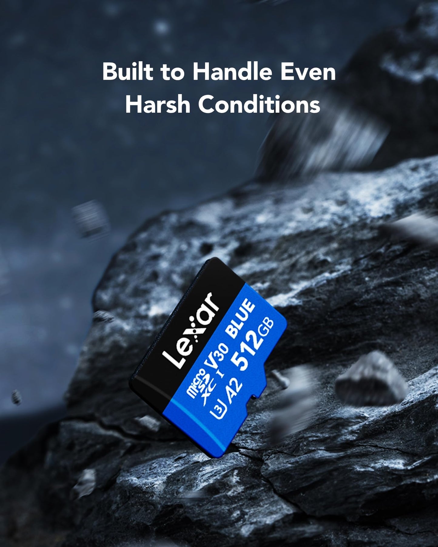 Lexar Blue Micro SD Card 512GB, up to 160MB/s Read, microSDXC UHS-I Card, Class 10, U3, V30, A2, Full-HD & 4K Video, High-Speed Memory Card for Smartphones/Tablets/Action Cameras