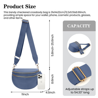 Nylon Crossbody Bags Bum Bag for Women Large Sling Bag Purse with Adjustable Strap（Black）