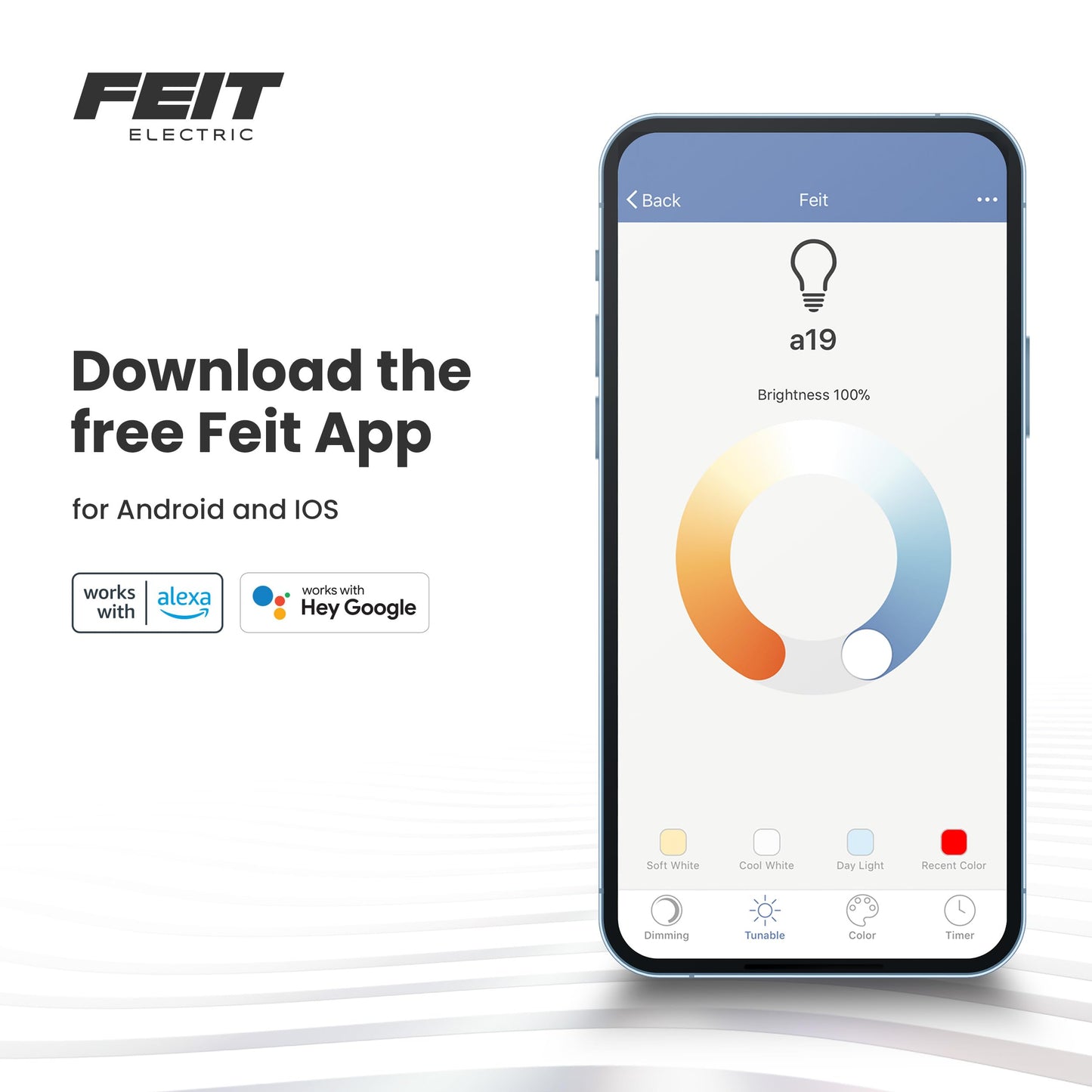 Feit Electric Smart Light Bulbs, 2.4Ghz WiFi Light Bulbs, No Hub Needed, Works with Alexa and Google, Dimmable 60 Watt = LED 9W, OM60/950CA/AG/3, 5000K Day Light, 3 Pack