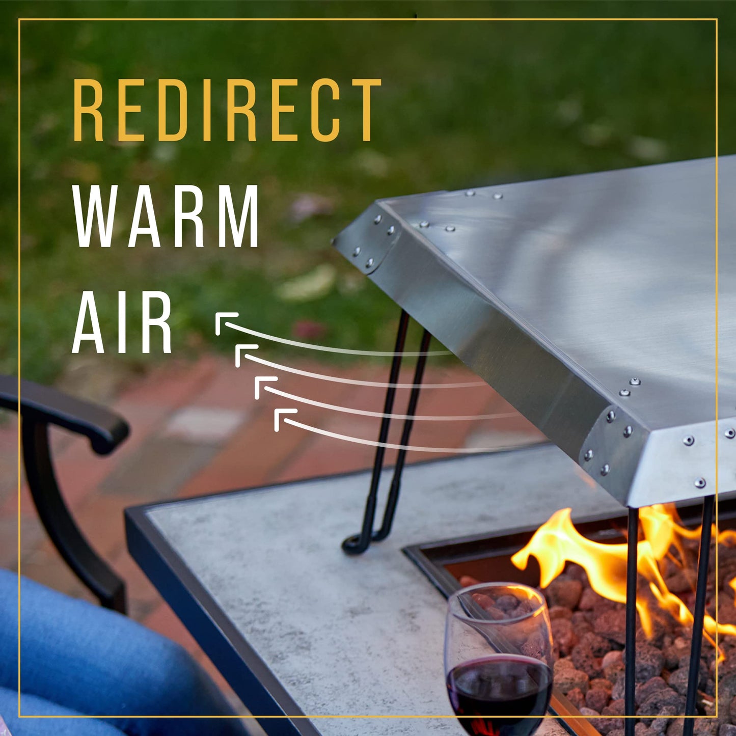 Maplefield Stainless Steel Fire Pit Heat Deflector – Outdoor Heat Shield for Tabletop & Camping Stove
