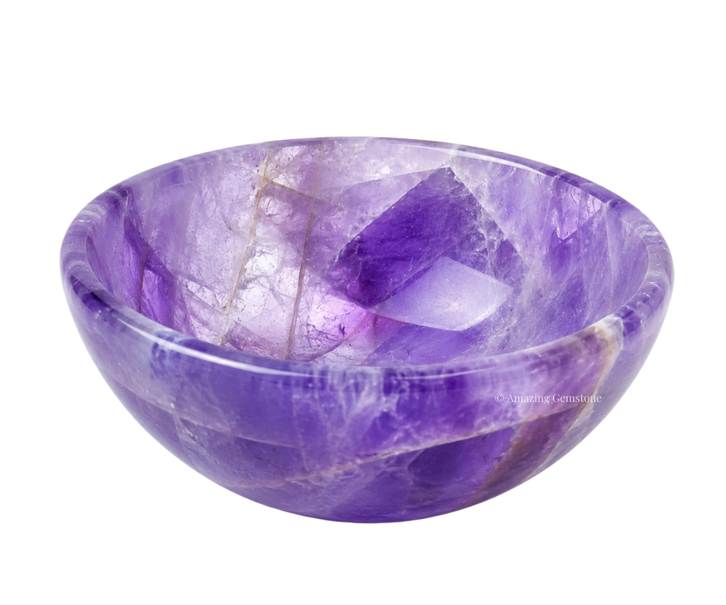 Amethyst Crystal Bowl - 3 Inch Decorative Bowls for Room and Home Decor - Gemstone Healing Crystals for Elegant Display, Positive Energy Balance and Gift