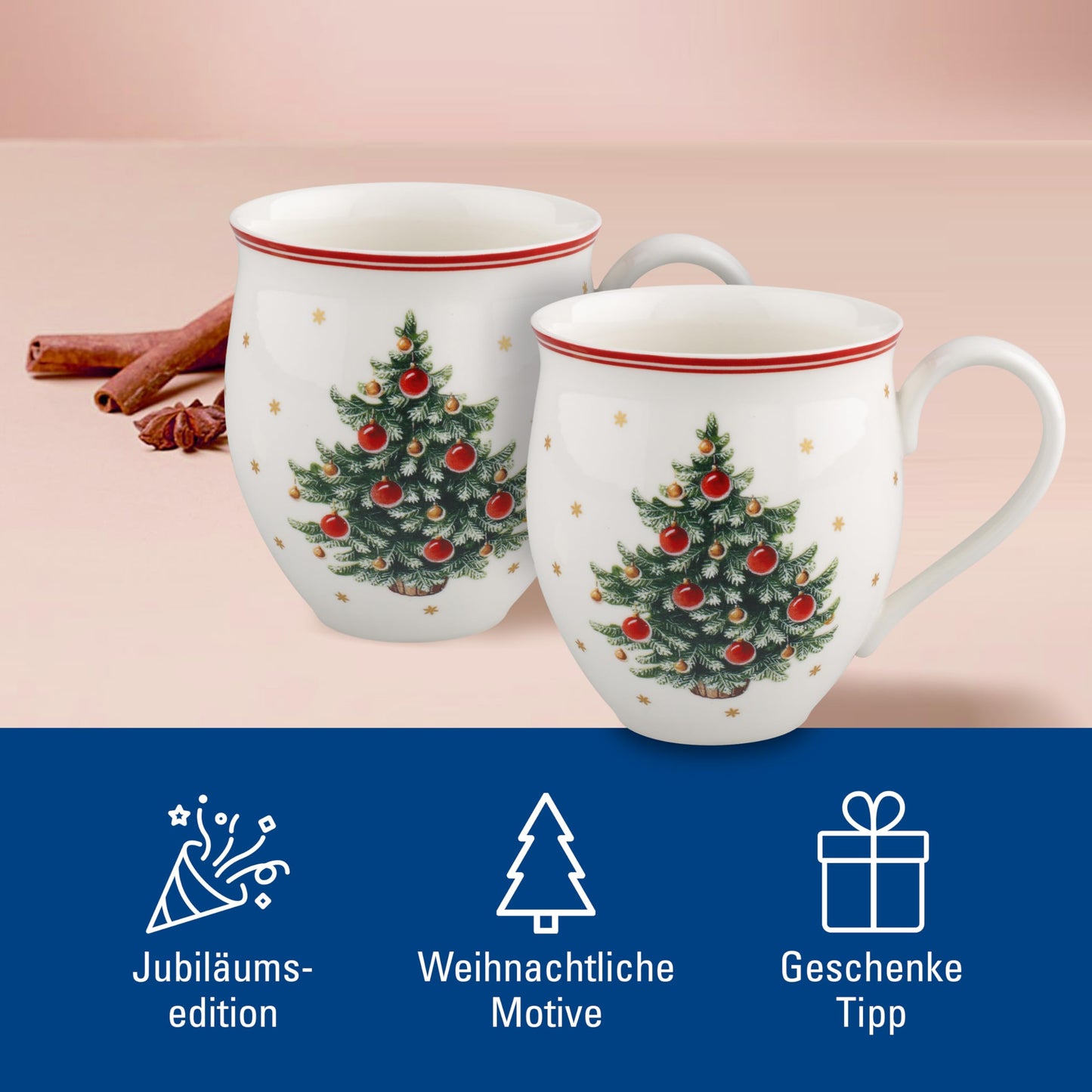 Villeroy & Boch Delight 2-Piece Mug Set, X Mas Tree