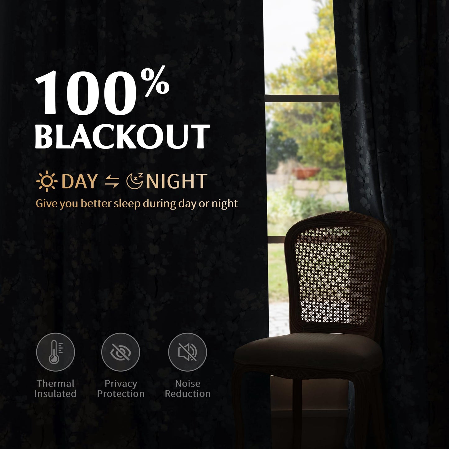 FMFUNCTEX 100% Blackout Floral Curtains for Bedroom, Blue Curtains 84 inch Length Blossom Flower Patterned for Living Room, Thermal Insulated Farmhouse Drapes, Rod Pocket 2 Panels (White on Blue)