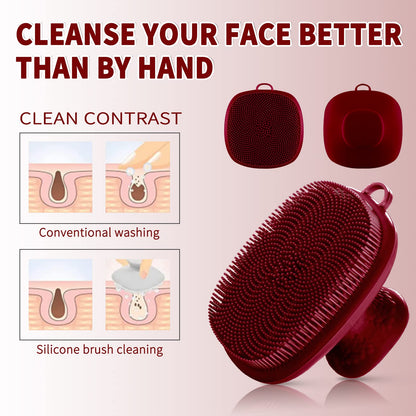 VWMYQ Face Scrubber, Silicone Face Scrubber for Men Facial Cleansing Brush Silicone Face Wash Brush Manual Waterproof Cleansing Skin Care Face Brushes for Exfoliating- Black