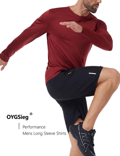 6 Pack Men's Quick Dry Long Sleeve Shirts UPF 50+ UV Sun Protection SPF Moisture Wicking T-Shirt for Casual Workout AM