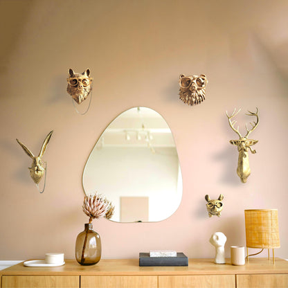Artocery Brass Animal Head Wall Decor Gold Animal Heads Shaped Wall Hanging for Living Room Bath Room Kitchen Gardening Pub and Bar Decor for Wall Gift Ideas for Woman for Man (5pcs-brass)