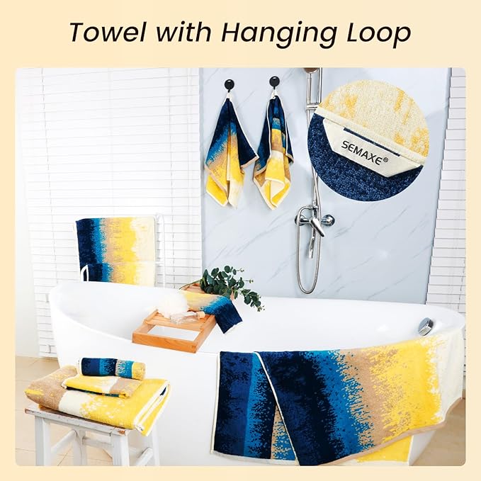 SEMAXE 18-Pack Bath Towel Set Include 6 Bath Towels, 6 Hand Towels, 6 Wash