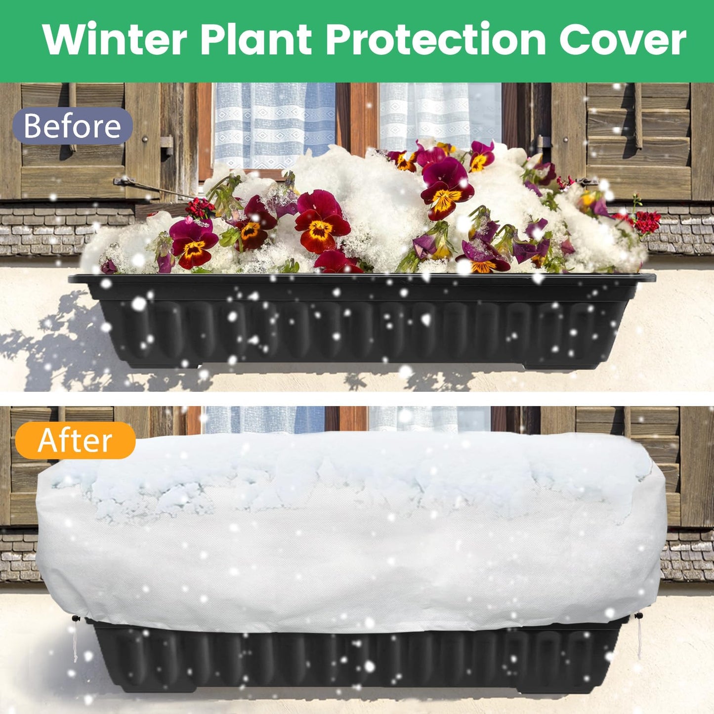 Plant Covers Freeze Protection, 2 Pack 4.1 x 2 x 1.6 ft Rectangular Raised Garden Bed Cover with Drawstring, 2.47oz/yd² Large Garden Box Frost Blankets Reusable Frost Cloth for Winter Outdoor Plants