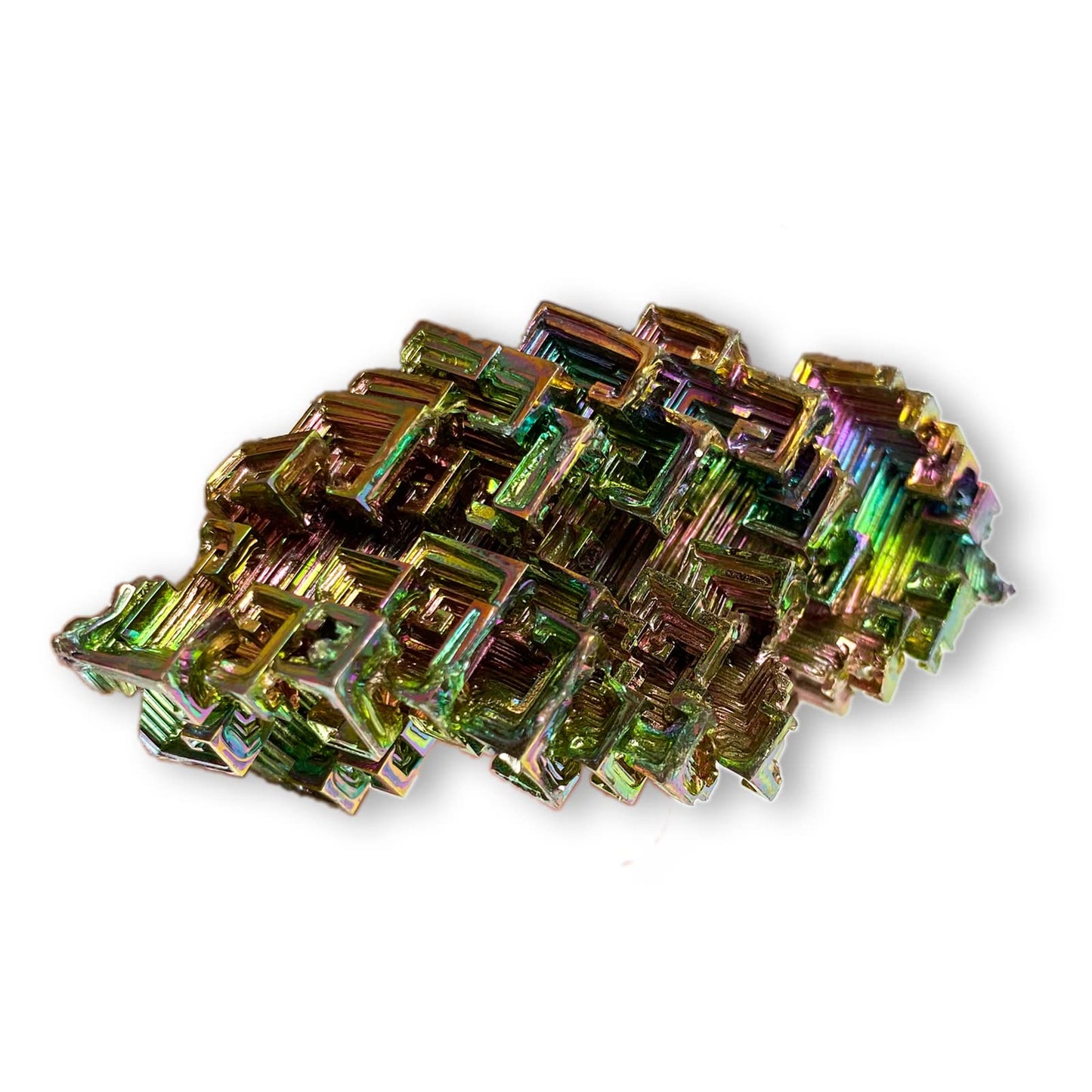 FOMNKKN Natural Bismuth Ore, Rainbow Bismuth Metal Crystal, Crystal Gifts, Mineral Specimen, Home Decoration, Approx: 0.19-0.24Ib
