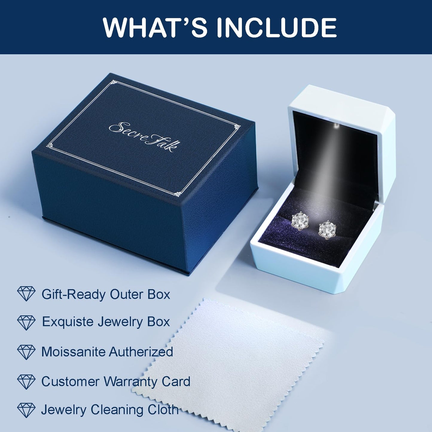 Moissanite Stud Earrings for Women Men, 1-6CT 6-Prong D Color Ideal 925 Sterling Silver Earrings with Certificate of Authenticity (6CT/Pair, 3CT each one)