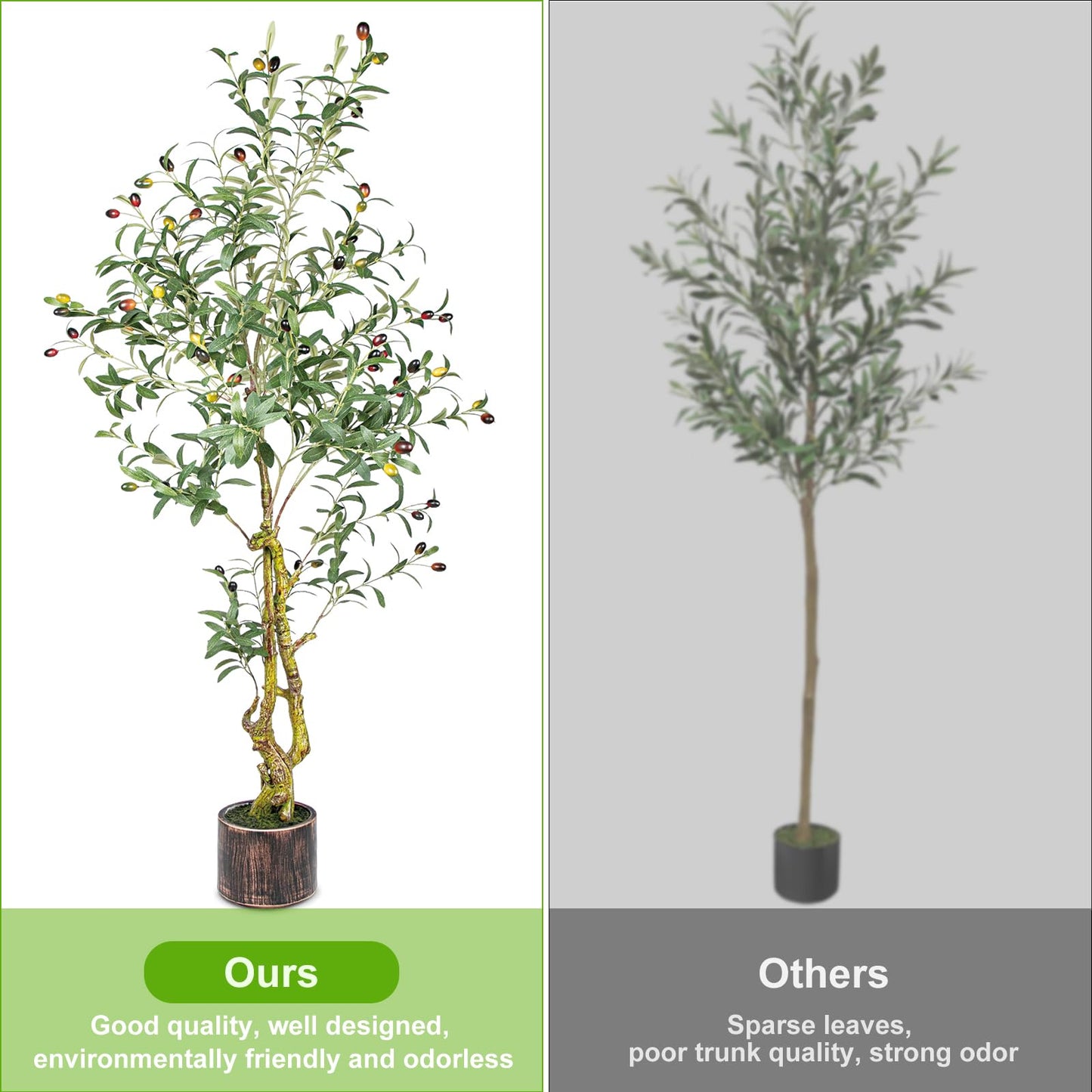 5FT Artificial Olive Tree Indoor - Lifelike Fake Olive Tree with Branches, Leaves & Fruits, Realistic Faux Tree for Bathroom, Office, Bedroom Decor, Compact Home Decor Plants