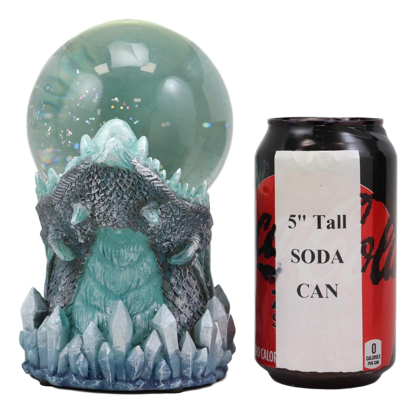 Ebros Gift Blue ICY Frost Giant Leviathan Dragon LED Night Light Glitter Sparkle Water Globe Storm Ball Figurine with Sound Activated Sensor Dungeons and Dragons Home Decor Fantasy Statue