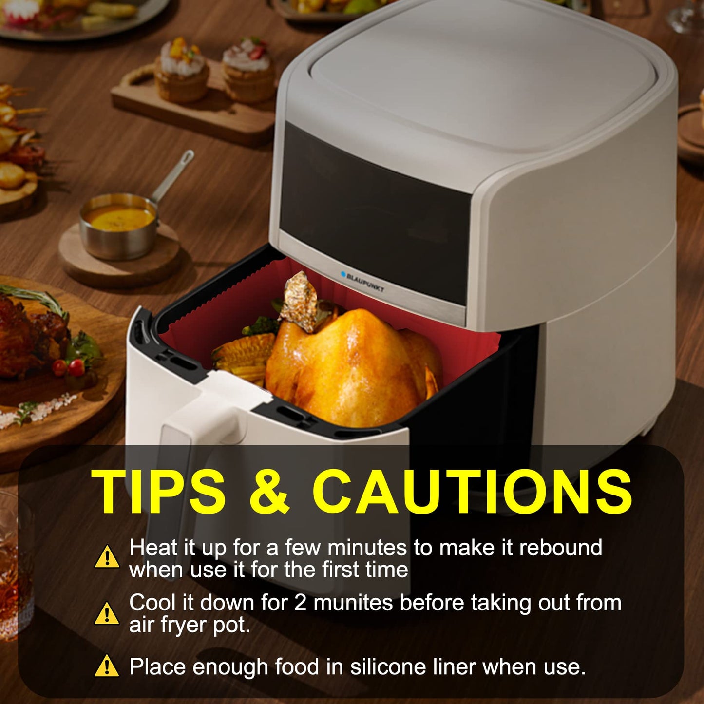 Air Fryer Silicone Liners Square 2 Pack 7.1 Inch Airfryer Liners 4-7 QT Reusable Air Fryer Liners Silicone Pot Oven Liner Baking Tray, Air Fryer Basket Silicone Mat Bowl Air Fryer Accessories Kitchen