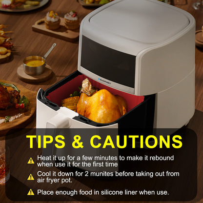 Air Fryer Silicone Liners Square 2 Pack 7.1 Inch Airfryer Liners 4-7 QT Reusable Air Fryer Liners Silicone Pot Oven Liner Baking Tray, Air Fryer Basket Silicone Mat Bowl Air Fryer Accessories Kitchen