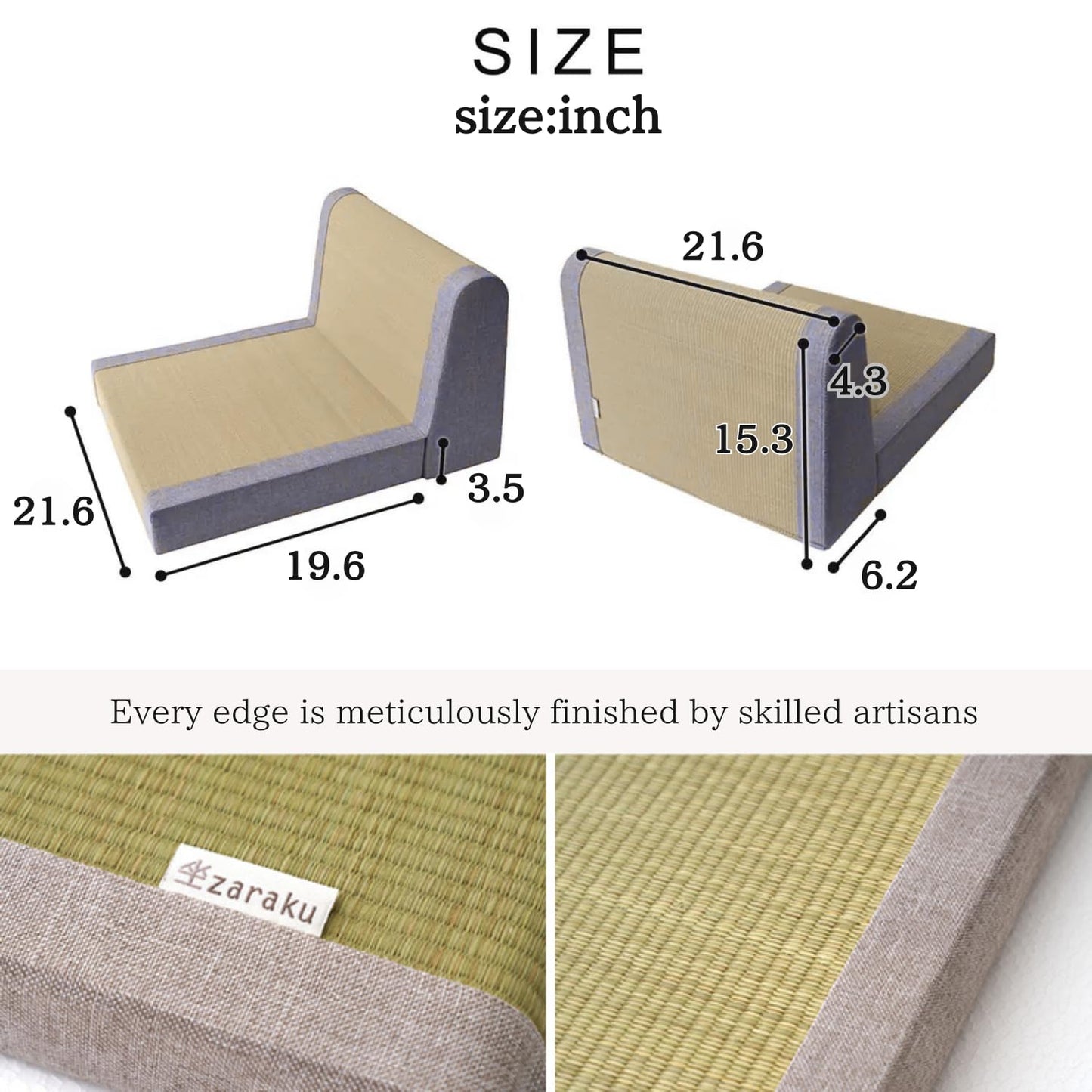 BJDesign Foldable Igusa Tatami Floor Chair - Zen Meditation Cushion and Seat, Dual-Purpose, Eco-Friendly, Handmade with Natural Materials, Easy to Store - Versatile Seating for Adults and Kids