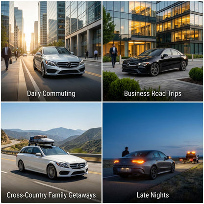 Spare Tire Kit Compatible with 2015-2026 Mercedes C‑Class & CLA‑Class (Except C63 S) | 125/80R18 Compact Spare Wheel with 18x4.5 Rim | Complete Roadside Kit Includes Jack, Lug Wrench & Storage Bag