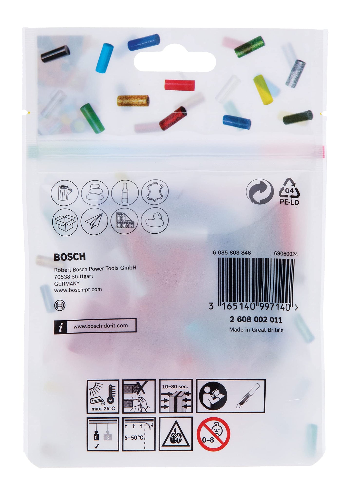 Bosch 70-Piece Gluey Transparent Glue Sticks (Gluey Sticks, 20x7 mm, Accessories for Gluey Hot Glue Stick)