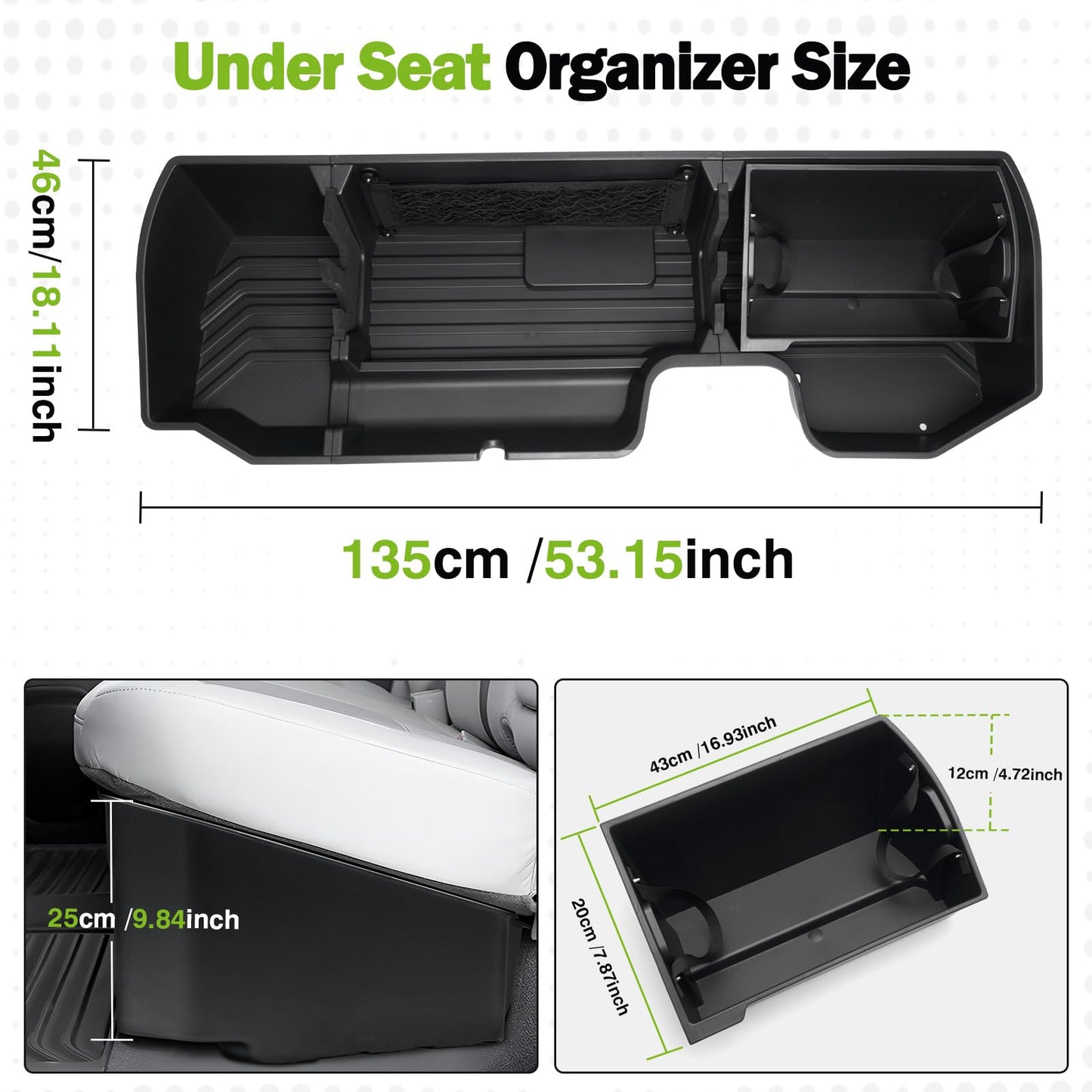 Mixsuper Liner Under Seat Storage for 2019-2026 Chevy Silverado 1500/GM Sierra 1500 & 2020-2025 Silverado/Sierra 2500HD/3500HD, ABS 6PCS Kit with Mesh Pocket & Inner Bin, Silverado Accessories Black