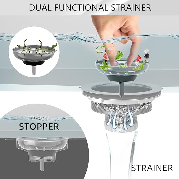 Kitchen Sink Strainer 2 Pack Drain Stopper Combo Basket Replacement