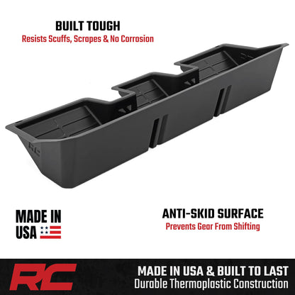 Rough Country Under Seat Storage Tray for Tesla Cybertruck (2024-2005) - Custom-Fit Rear Seat Organizer, High-Density Thermoplastic, Anti-Skid Cargo Tray