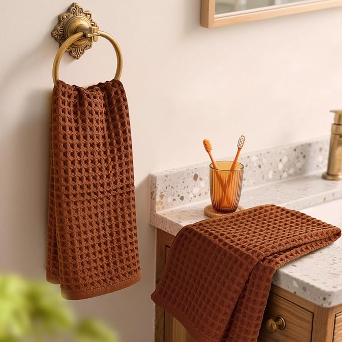 Jacquotha Waffle Hand Towels for Bathroom Kitchen Decor 2-Piece – Cotton Quick