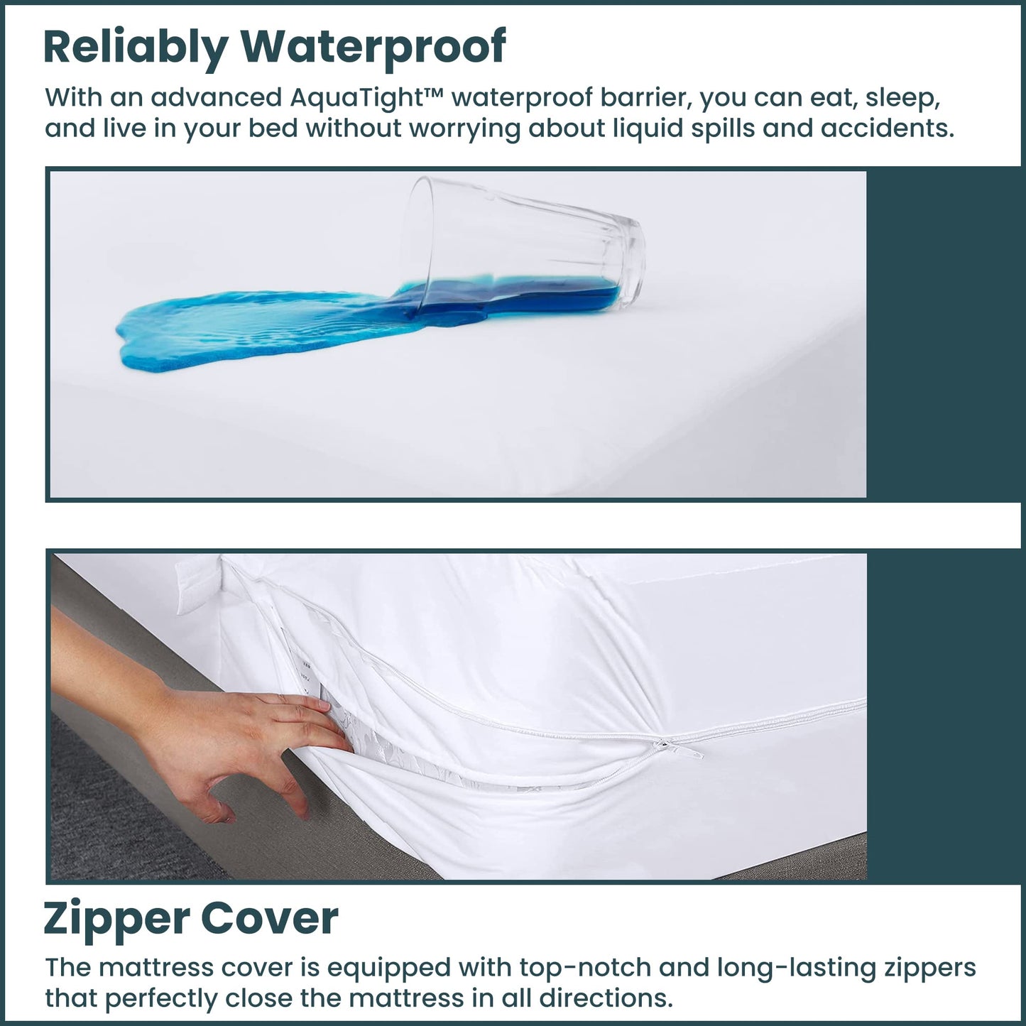 Greaton, 10 to 14 Inch Ultra Soft-Premium Zippered Mattress Protector Cover, Water Resistant, Breathable and noiseless, Twin, White