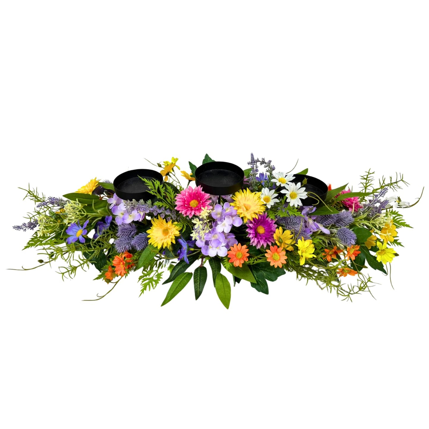Lnymura 26" Spring Summer Floral Candle Holder Centerpiece for Table Decor